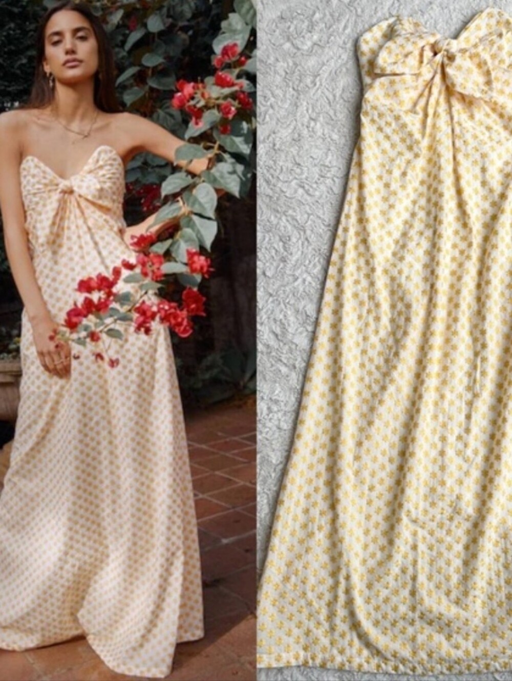 Significant Other Allure strapless maxi dress embroidered daisy
